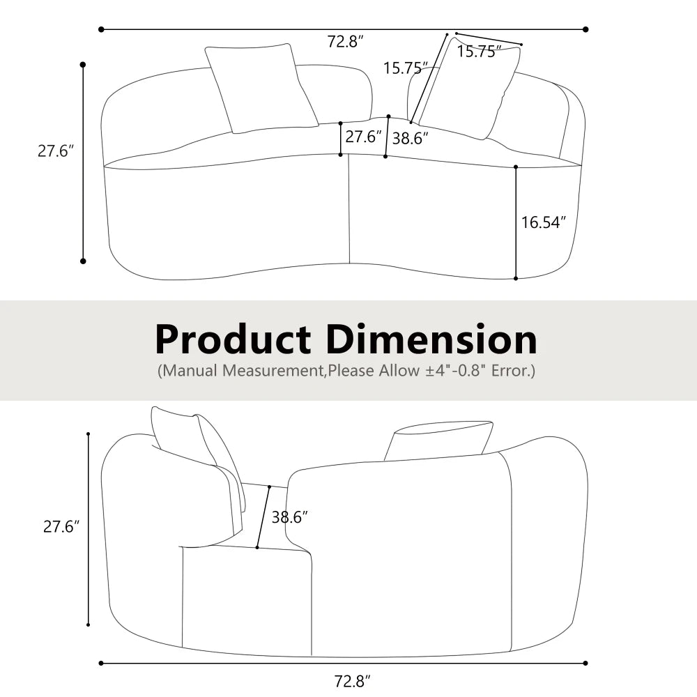 Modern Round-Arm Loveseat